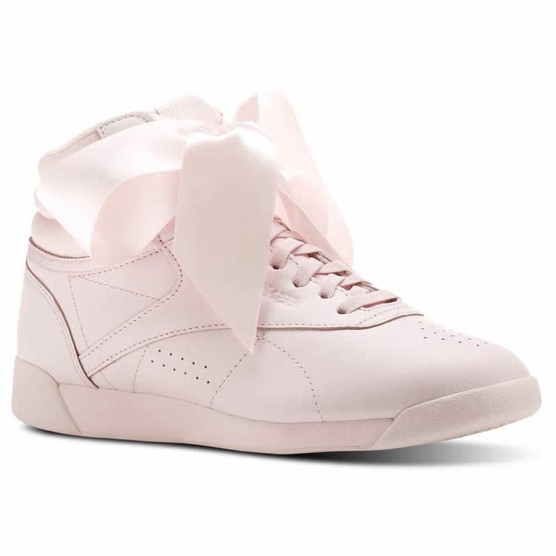 Tenisi Reebok Freestyle Hi Satin Bow Dama Roz Romania RI3898LM